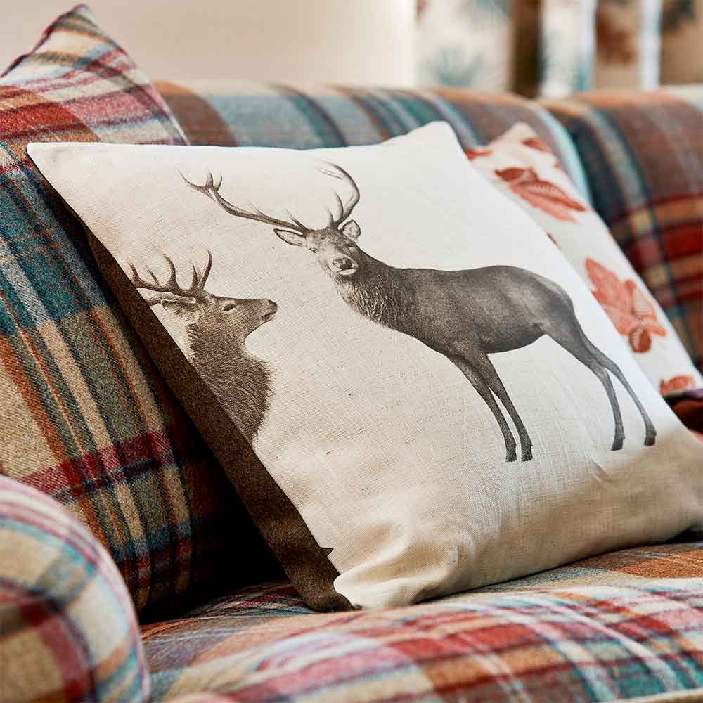 Evesham Deer Linen & Chalk Fabric