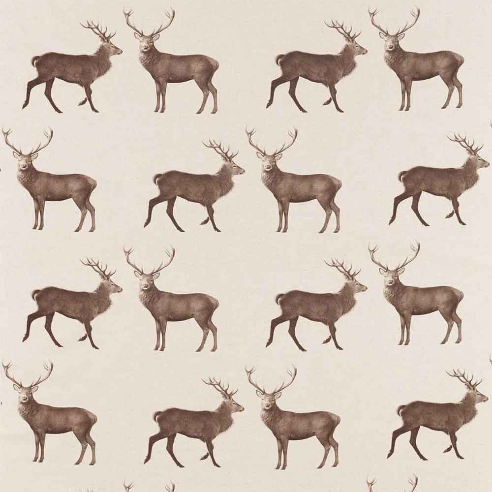 Evesham Deer Linen & Chalk Fabric