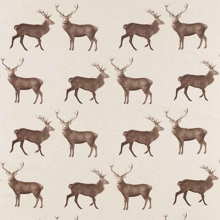 Evesham Deer Linen & Chalk Fabric