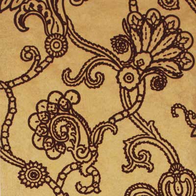 Mulberry Home Marquise Damask Flock Wallpaper | Gold & Plum | FG057.T49
