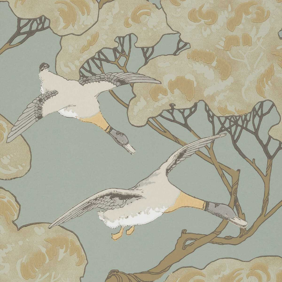Mulberry Home Flying Ducks Wallpaper | Slate Blue | FG090.H54