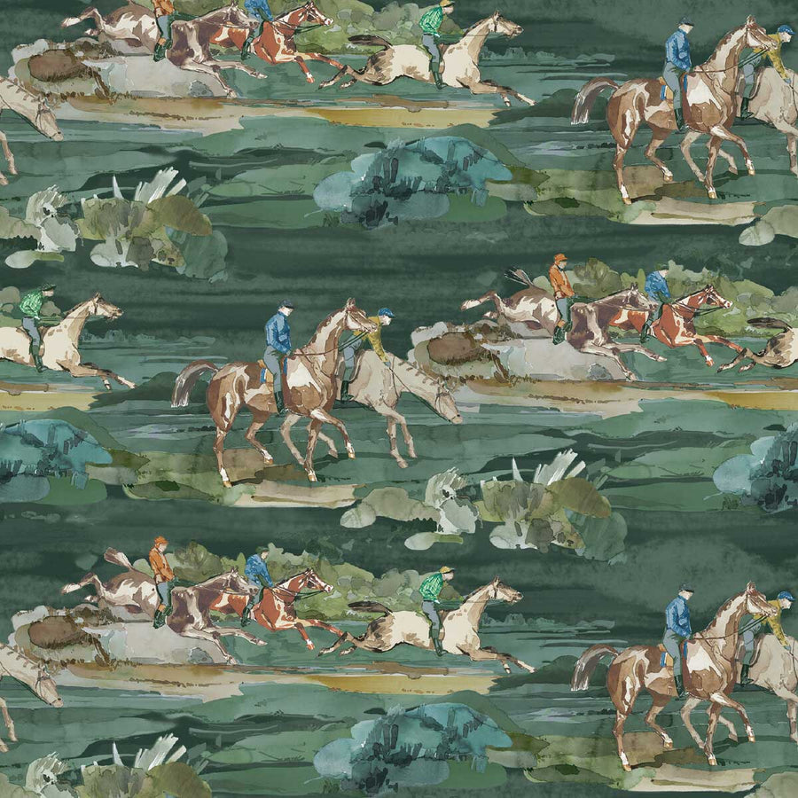 Mulberry Home Morning Gallop Wallpaper | Teal | FG097.R11