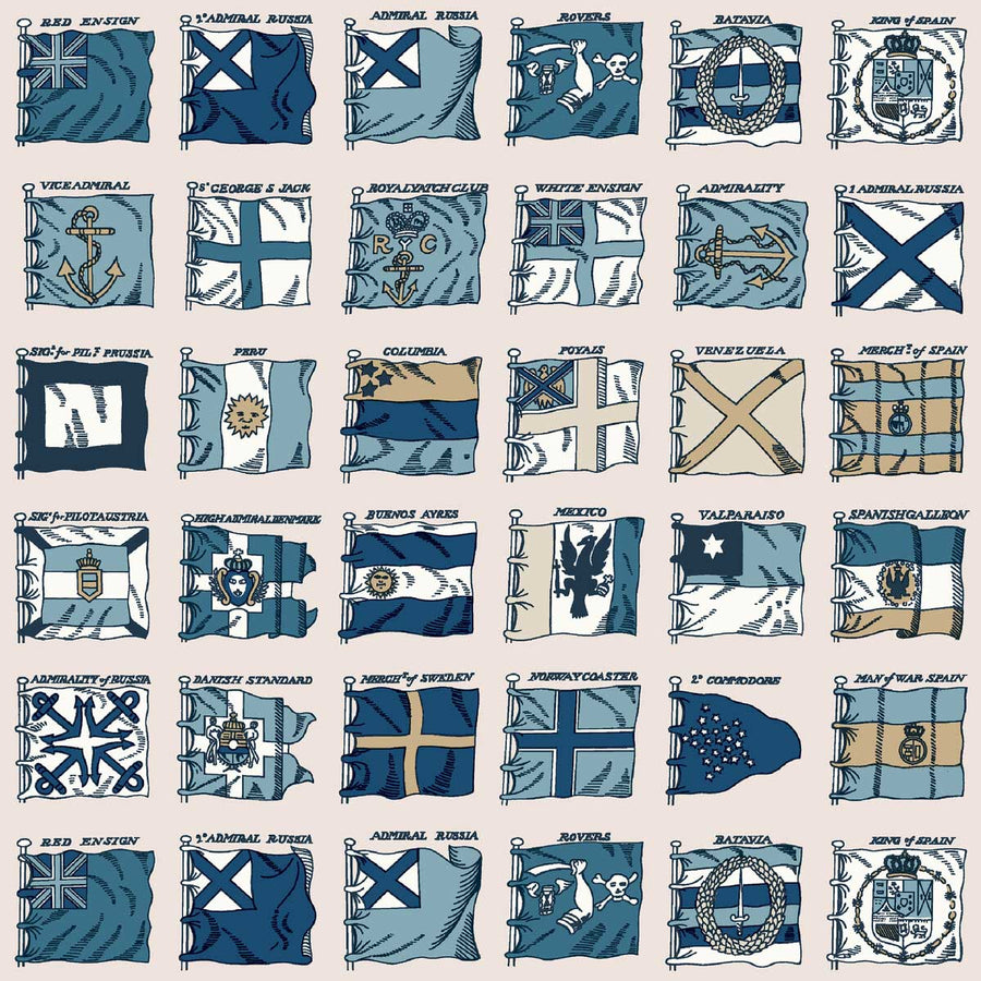 Mulberry Home Naval Ensigns Wallpaper | Blue | FG099.H101