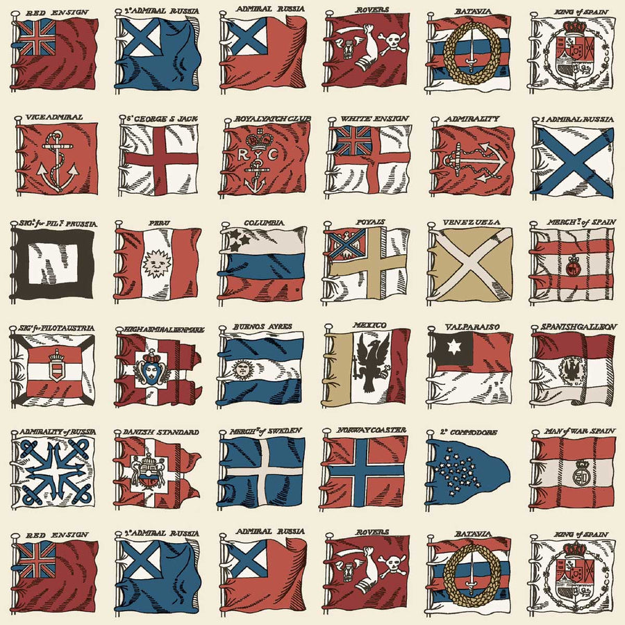 Mulberry Home Naval Ensigns Wallpaper | Red & Blue | FG099.V110