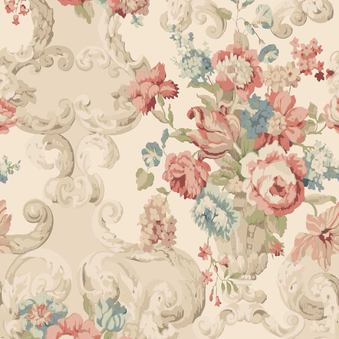 Mulberry Home Floral Rococo Wallpaper | Red & Green | FG103.V117