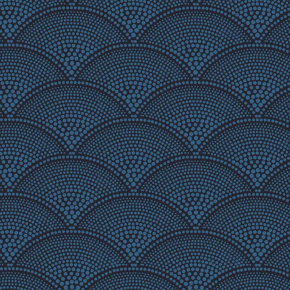 Cole & Son Feather Fan Jacquard Fabric | Hyacinth on Charcoal | F111/8028
