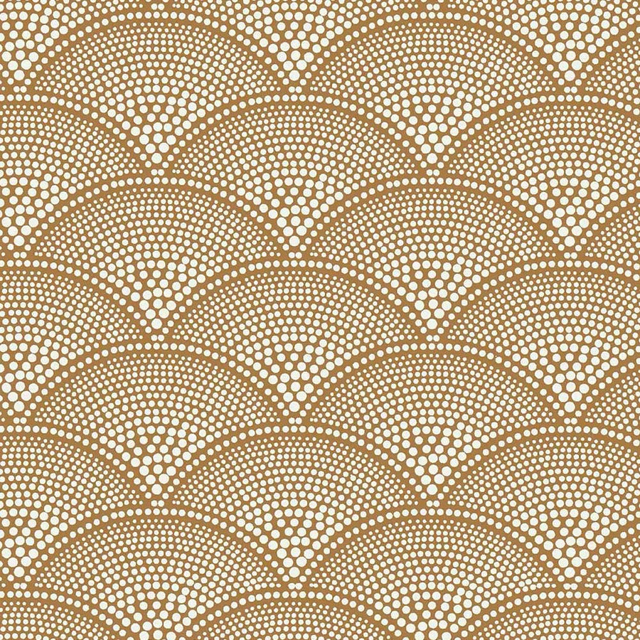 Cole & Son Feather Fan Jacquard Fabric | Cream on Ginger | F111/8032