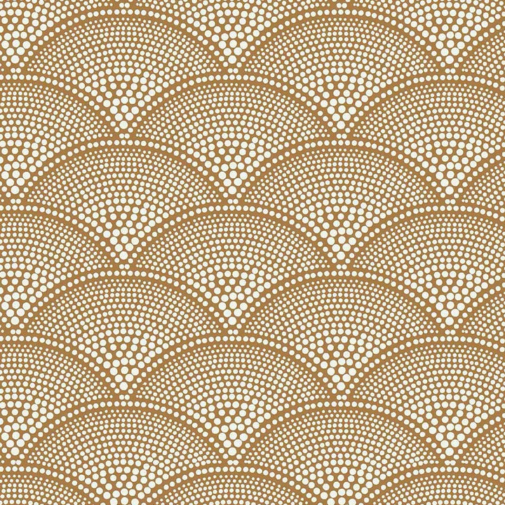 Cole & Son Feather Fan Jacquard Fabric | Cream on Ginger | F111/8032