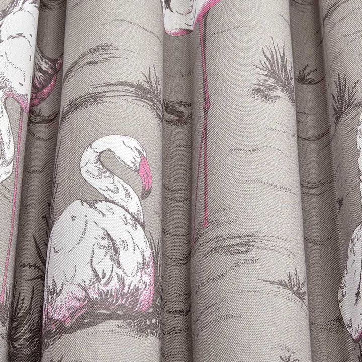 Cole & Son Flamingos Linen Union Fabric | White & Fuchsia on Taupe | F111/3011LU