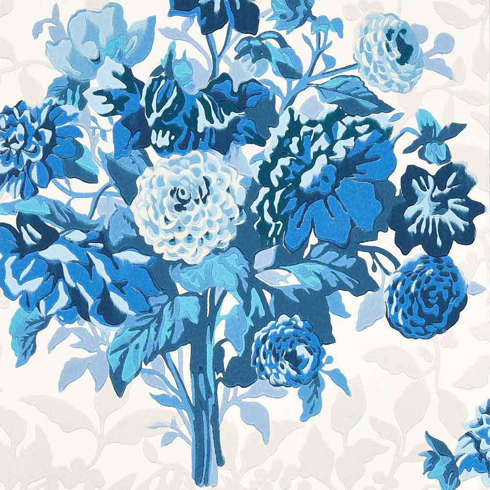 Dahlia Bunch Lapis Wallpaper