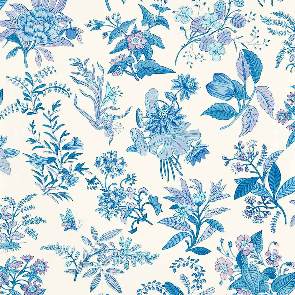 Woodland Floral Lapis, Amethyst & Pearl Wallpaper