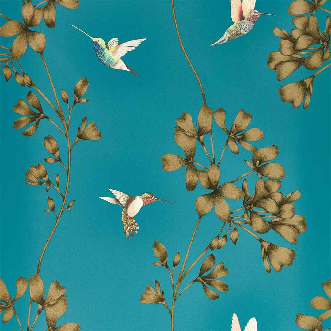 Amazilia Teal & Gold Wallpaper by Harlequin - 112604 | Modern 2 Interiors