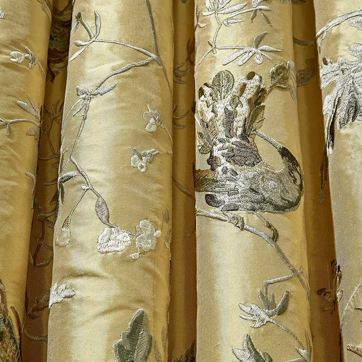 Cole & Son Hummingbirds Silk Fabric | Gold & Soft Grey | F111/1001