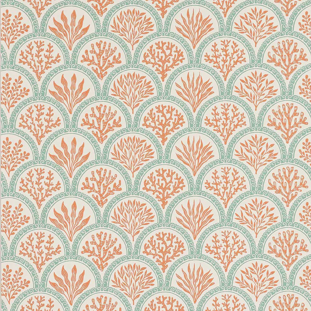 Coralli Tomato & Blue Wallpaper