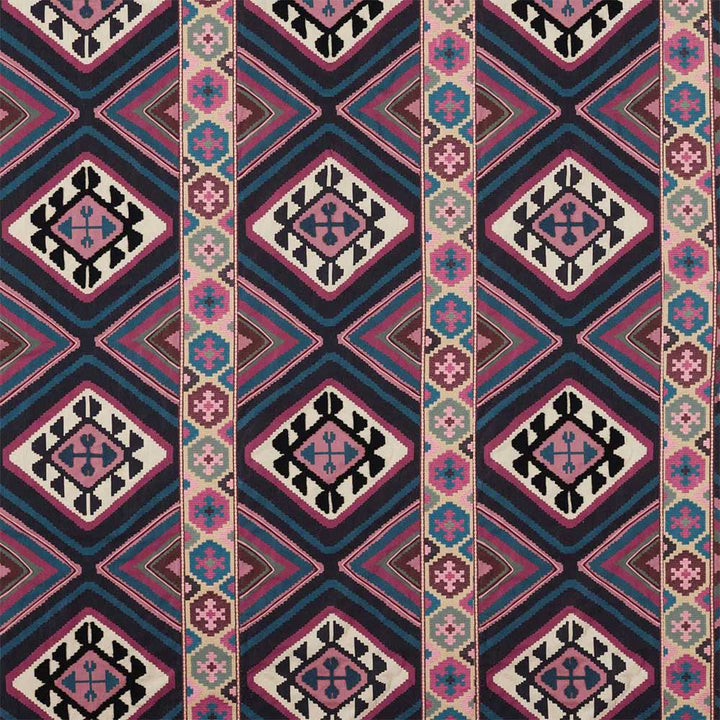 Dorothys Kilim Barbed Berry & Indigo Fabric