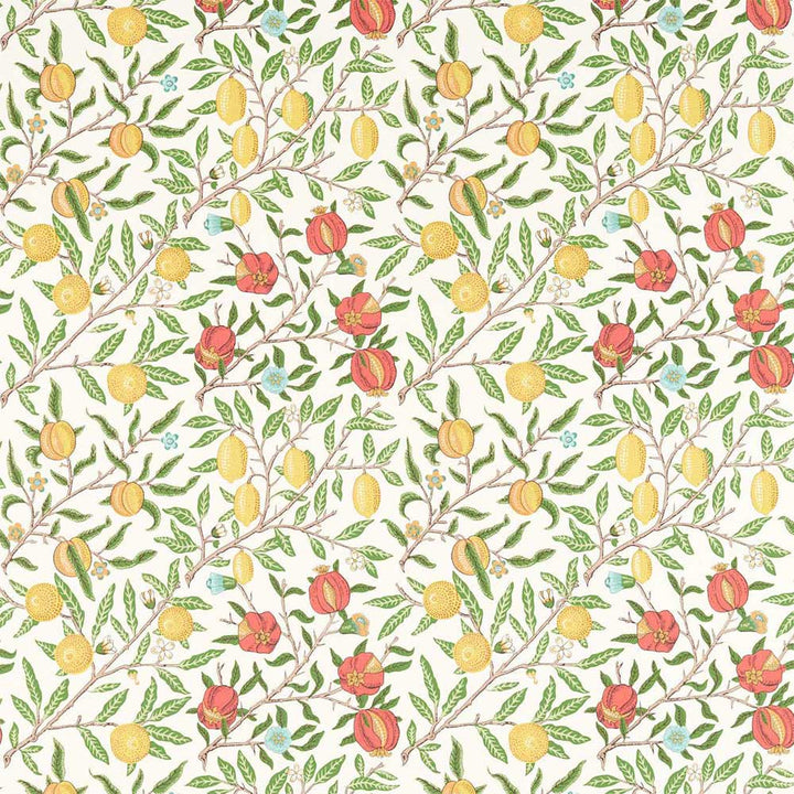 Fruit Leaf Green & Madder Fabric