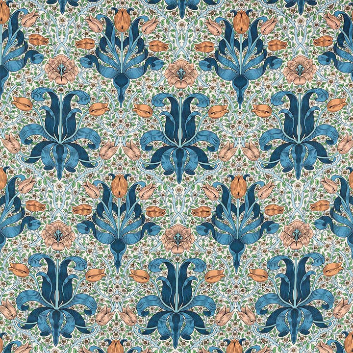 Spring Thicket Paradise Blue & Peach Fabric