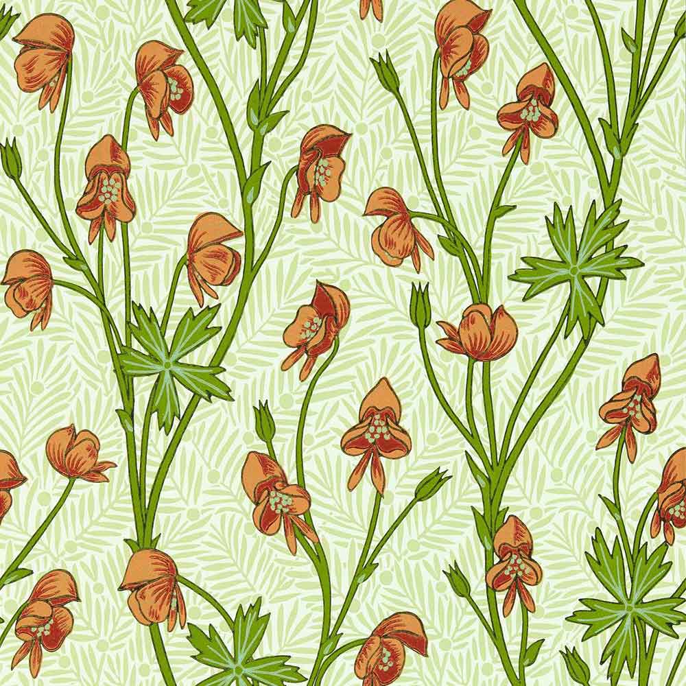 Monkshood Tangerine & Sage Wallpaper