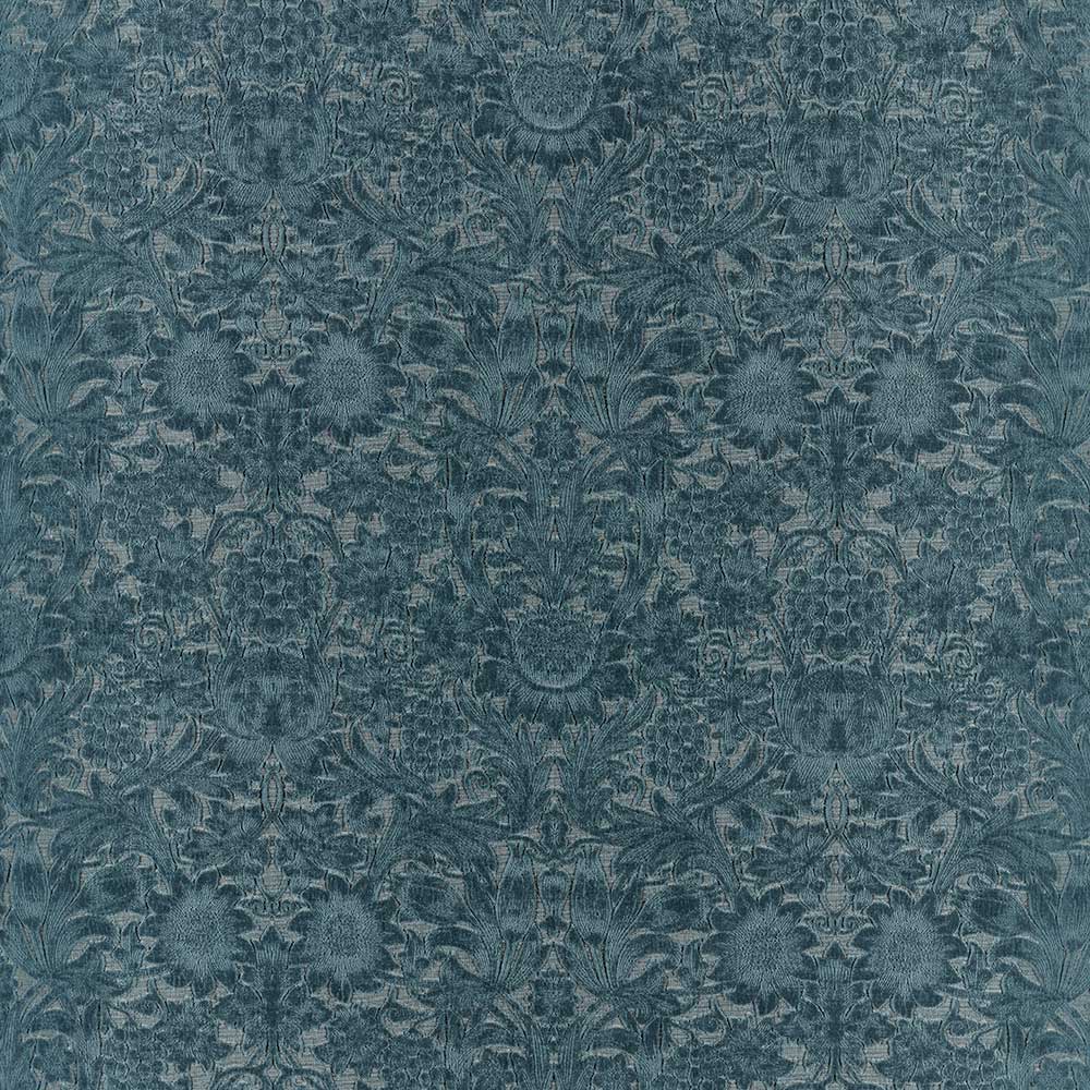 Sunflower Caffoy Velvet Webb`s blue Fabric