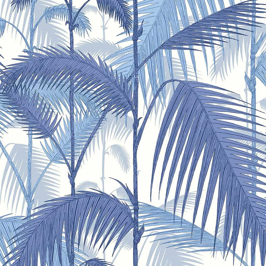 Cole & Son Palm Jungle Linen Union Fabric | Hyacinth on White | F111/2006LU