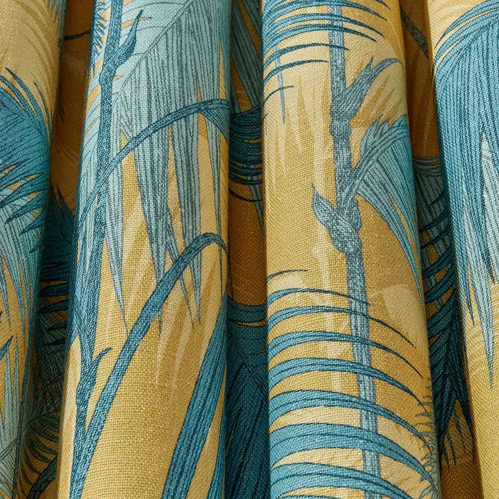 Cole & Son Palm Jungle Linen Union Fabric | Ochre & Petrol | F111/2003LU