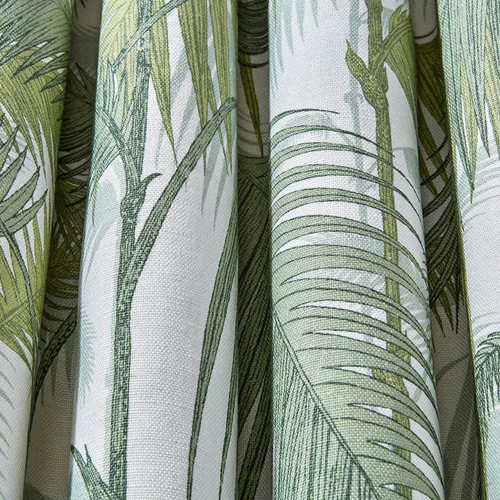 Cole & Son Palm Jungle Linen Union Fabric | Olive Green on White | F111/2007LU