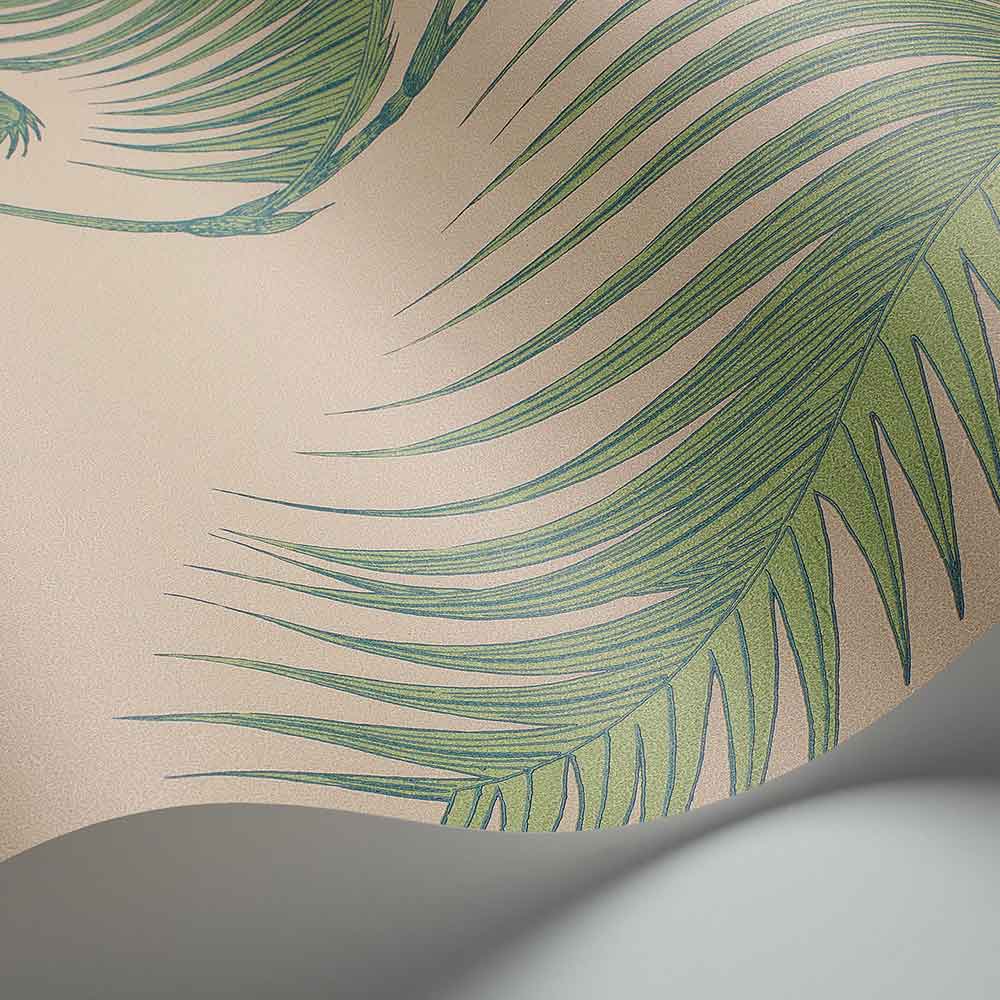 Palm Leaves Leaf Green On Linen
