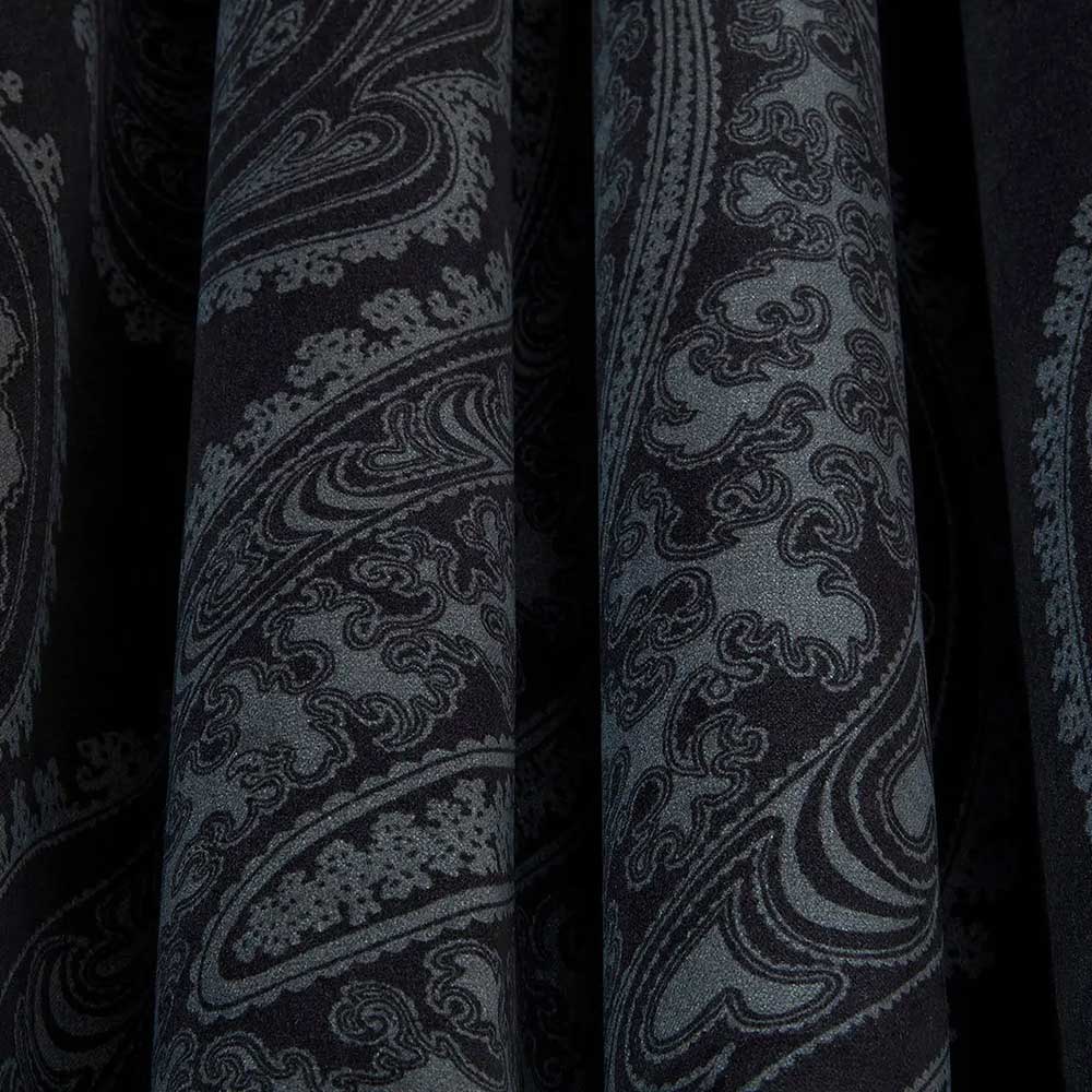 Cole & Son Rajapur Velvet Fabric | Charcoal on Black | F111/10037
