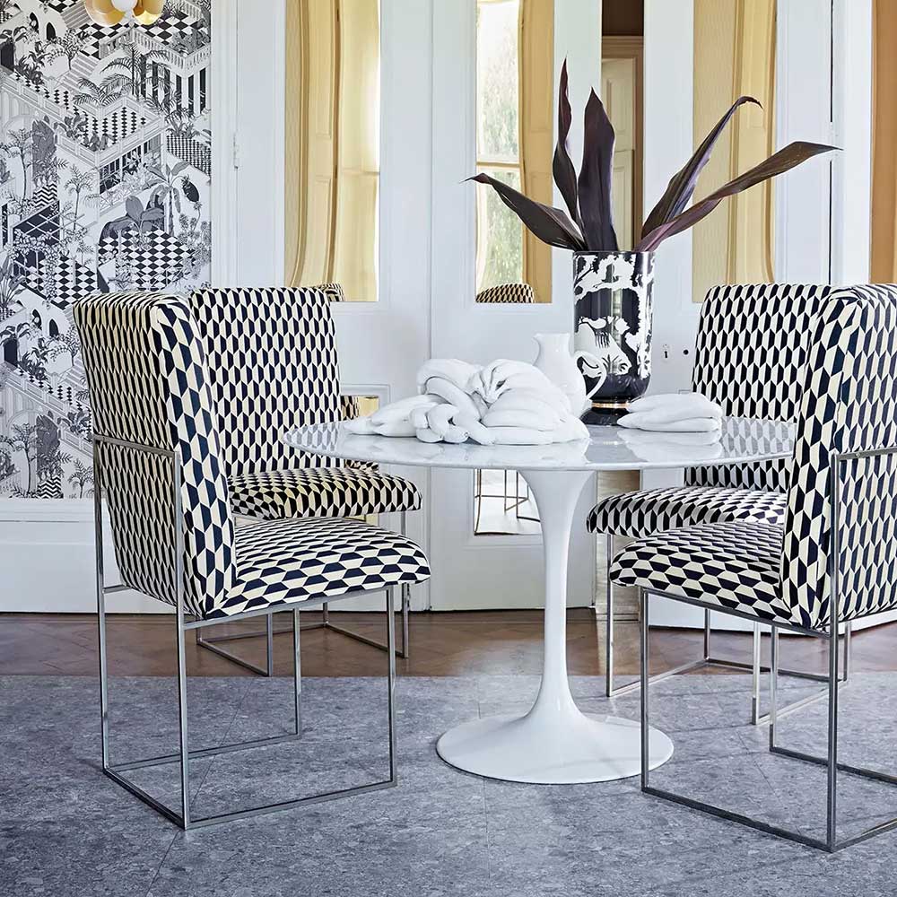Cole & Son Tile Jaquard Fabric | Black & White | F111/9034