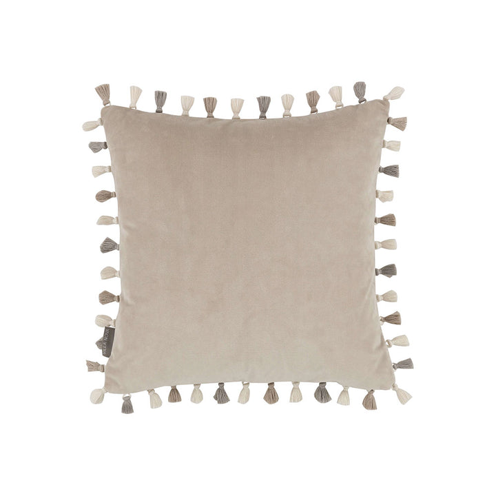 Villa Nova Aurea Cushion | Calico | VNC3556/01 | A feature cushion from the Abloom Collection. Cushion Displayed in reverse to highlight the complementary plain velvet grey backing.