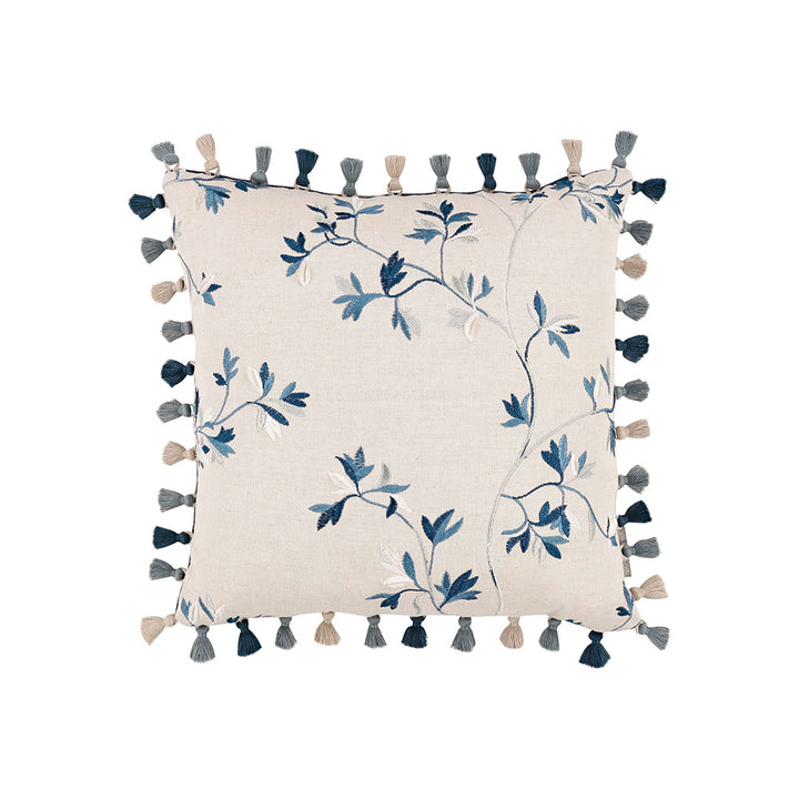 Villa Nova Aurea Cushion | Cornflower | VNC3556/02 | A feature cushion from the Abloom Collection. Cushion Displayed in full to highlight the blue tone floral print cushion.