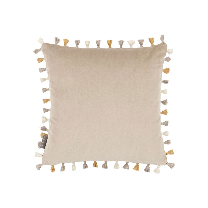 Villa Nova Aurea Cushion | Meadow | VNC3556/03 | A feature cushion from the Abloom Collection. Cushion Displayed in reverse to highlight the complementary plain velvet cream backing.