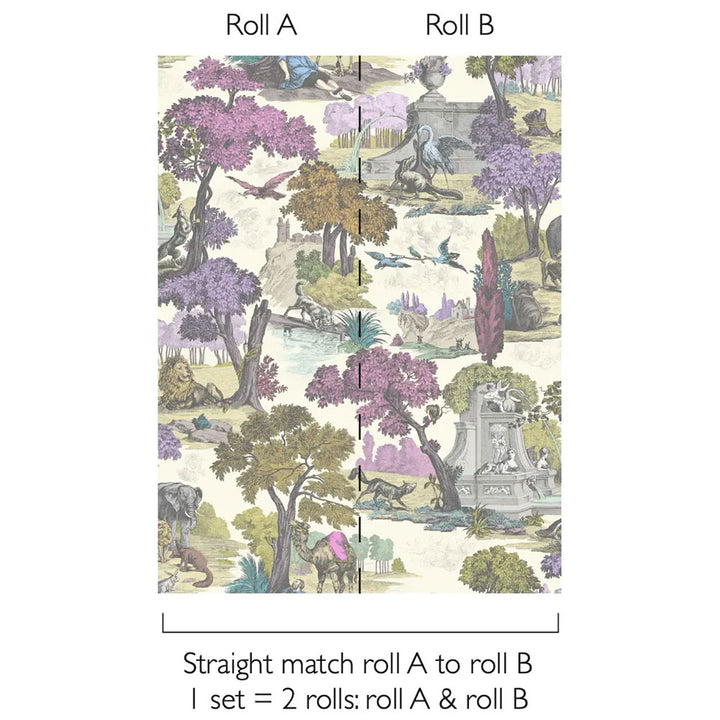 Versailles Grand (2 Roll Set) Folie Purple & Safari on White Wallpaper