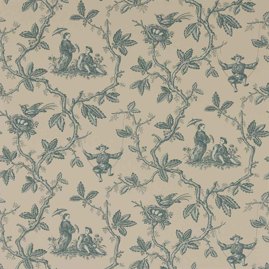 Colefax & Fowler Toile Chinoise Wallpaper | Aqua | W7017-06