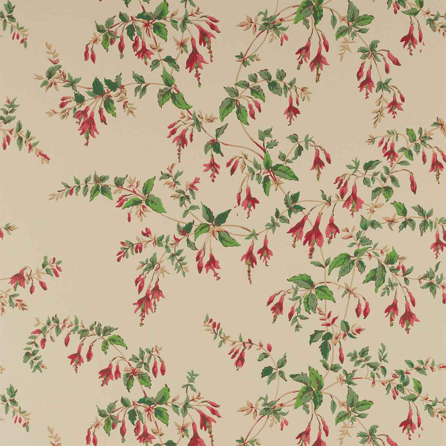 Colefax & Fowler Fuchsia Wallpaper | Red & Forest | W7018-04