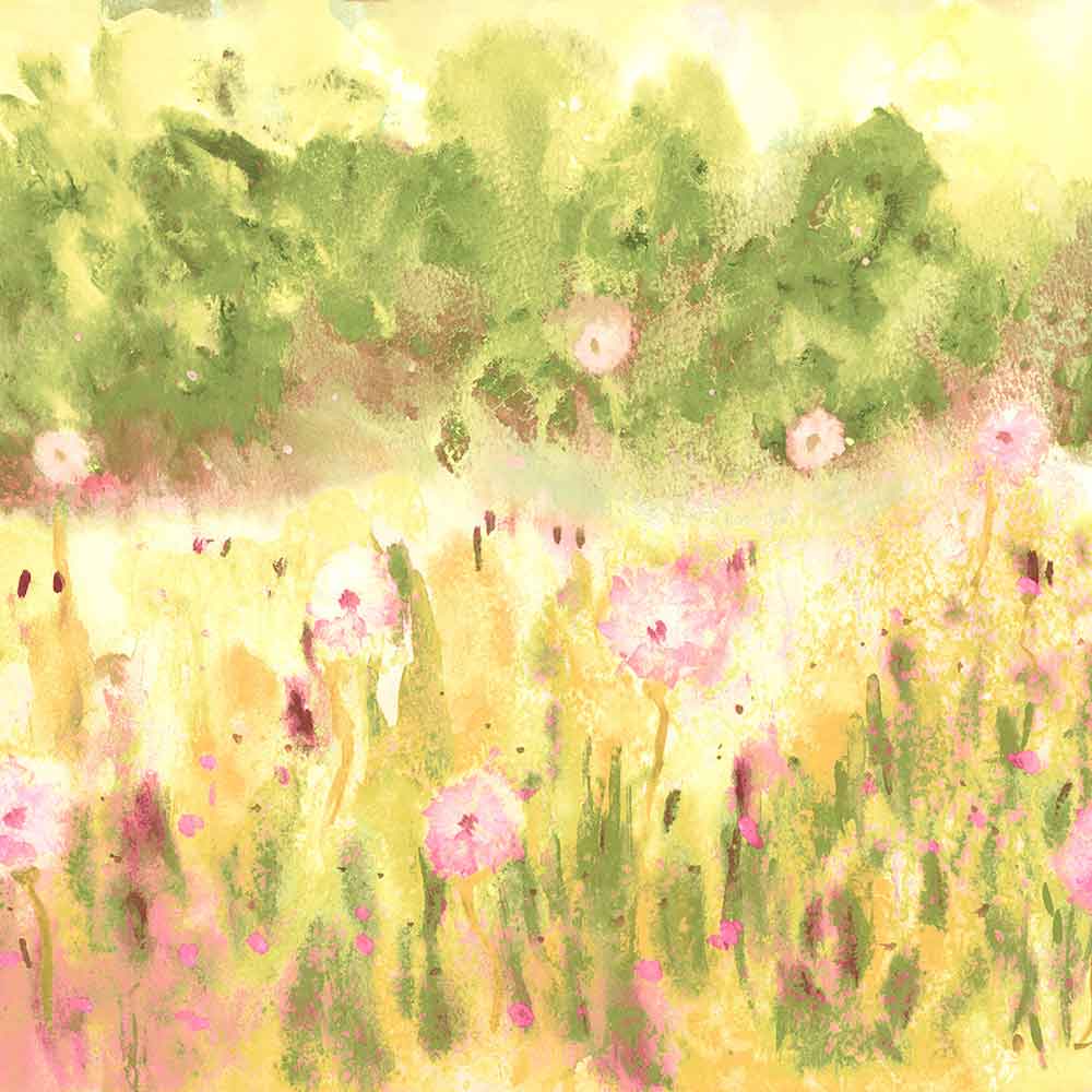 Meadow Mural Raspberry & Citrine