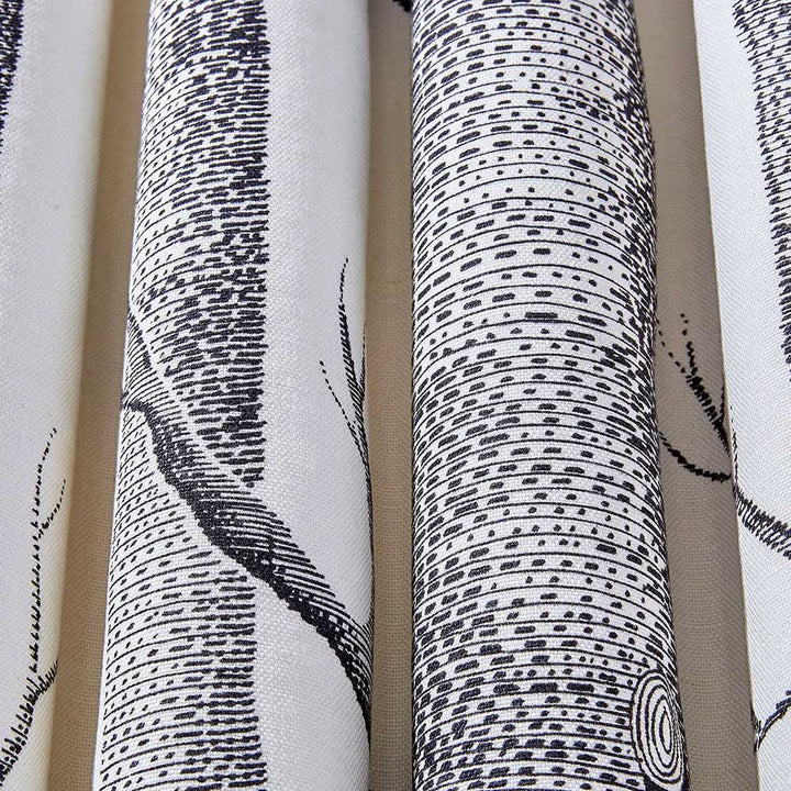 Cole & Son Woods Linen Union Fabric | Black on White | F111/7026LU