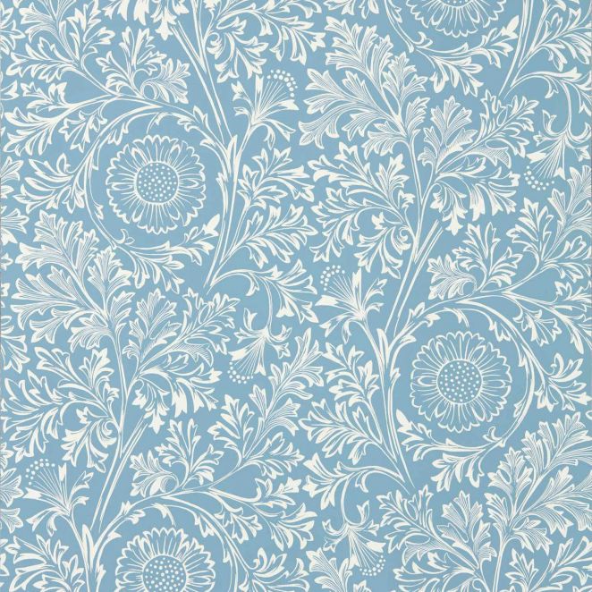 Chamomile China Blue Wallpaper