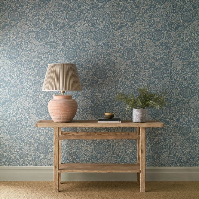 Chamomile China Blue Wallpaper