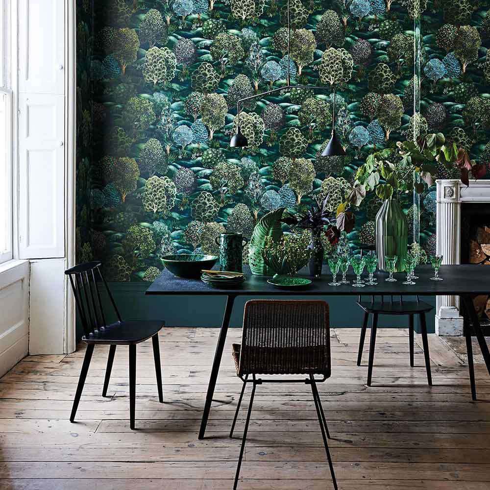 Cole & Son Forest Wallpaper | 115/9028 | Statement feature wallpaper enhancing the dining room.