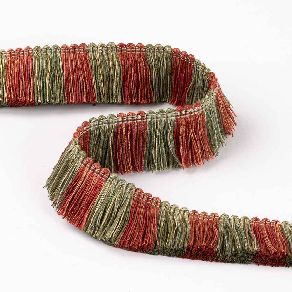 Cut Ruche Tomato & Olive Passementerie