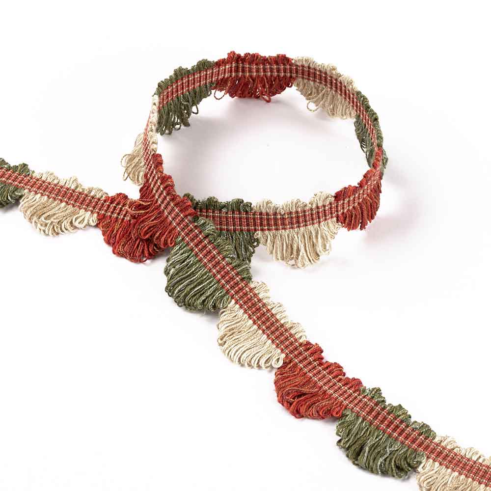 Fan Edge Tomato & Olive Passementerie