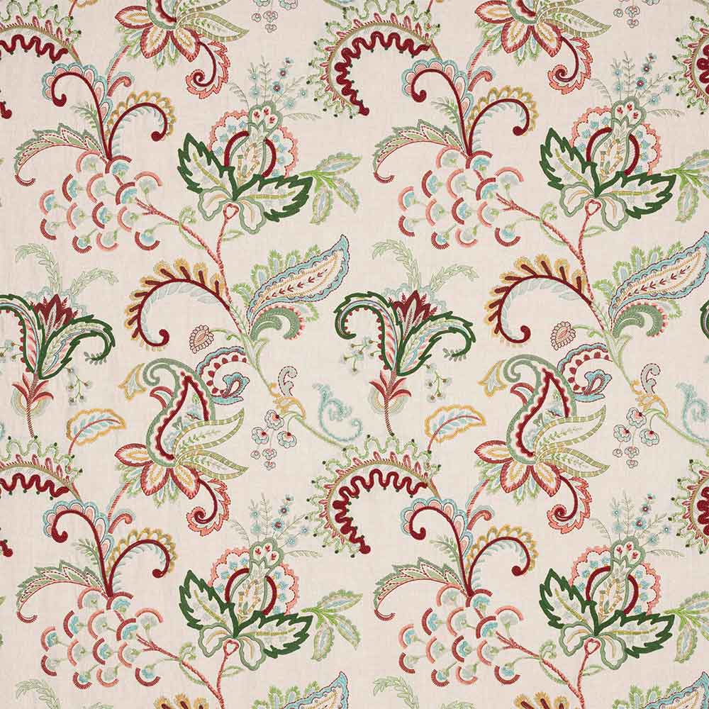 Roseto Red & Green Fabric