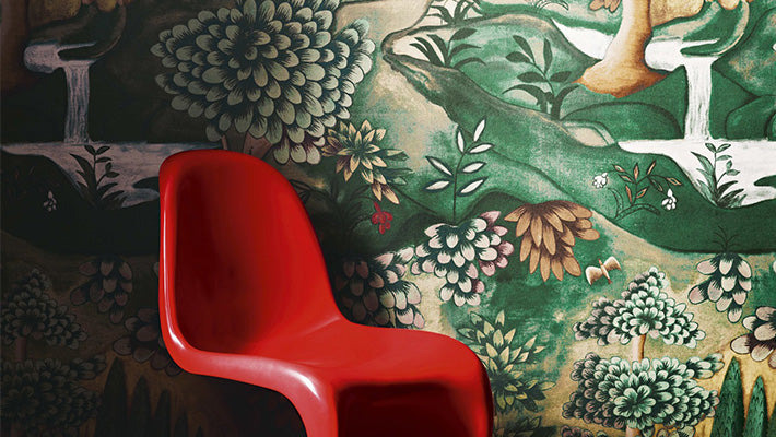 Cotswolds Manor wallpaper by Zoffany in a styled interior