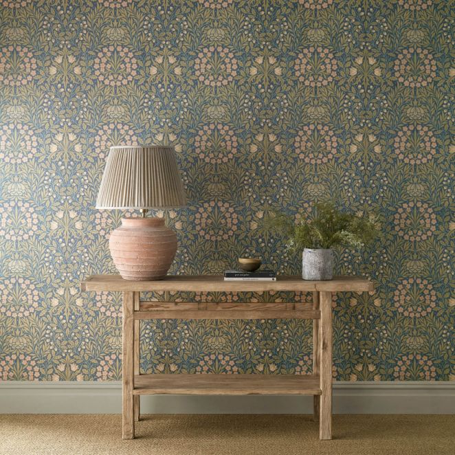 Daisy & Oak Powder Blue & Blush Wallpaper
