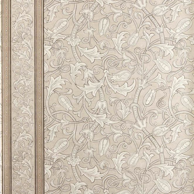 Etched Scrolling Tulip Parchment Wallpaper