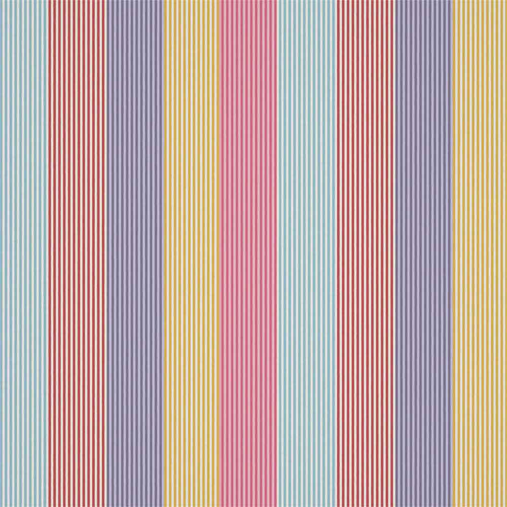 Funfair Stripe Grape & Cherry & Pineapple & Blossom Fabric