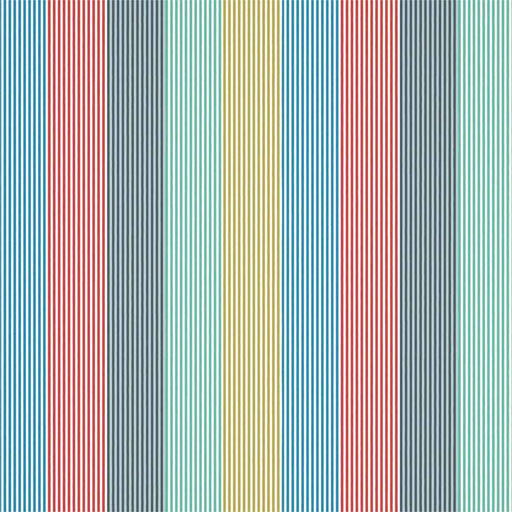 Funfair Stripe Ink & Aqua & Kiwi & Marine & Poppy Fabric