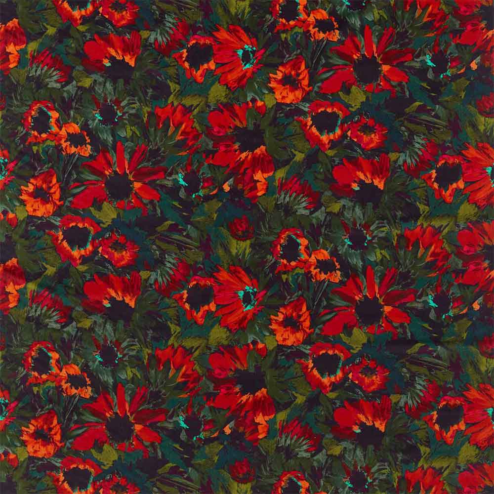 Helianthus Vermillion & Harissa & Fig Leaf Fabric