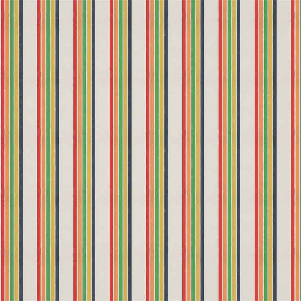 Helter Skelter Stripe Navy & Poppy & Apricot & Gecko Fabric